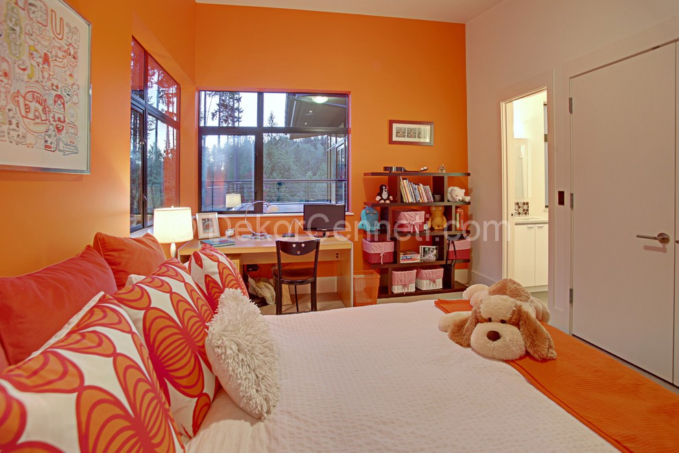 En Yeni mavi ve turuncu yatak odası dekorasyonu Fotoğrafları