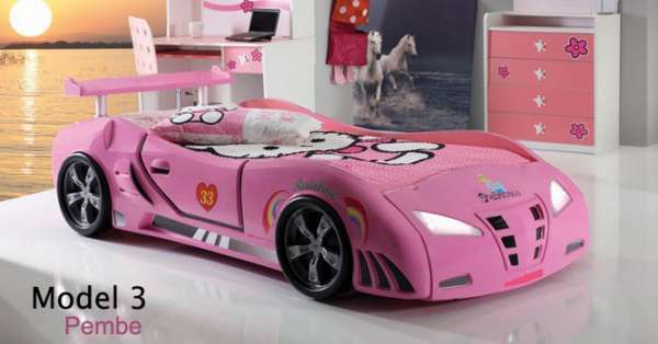arabalı yatak pembe