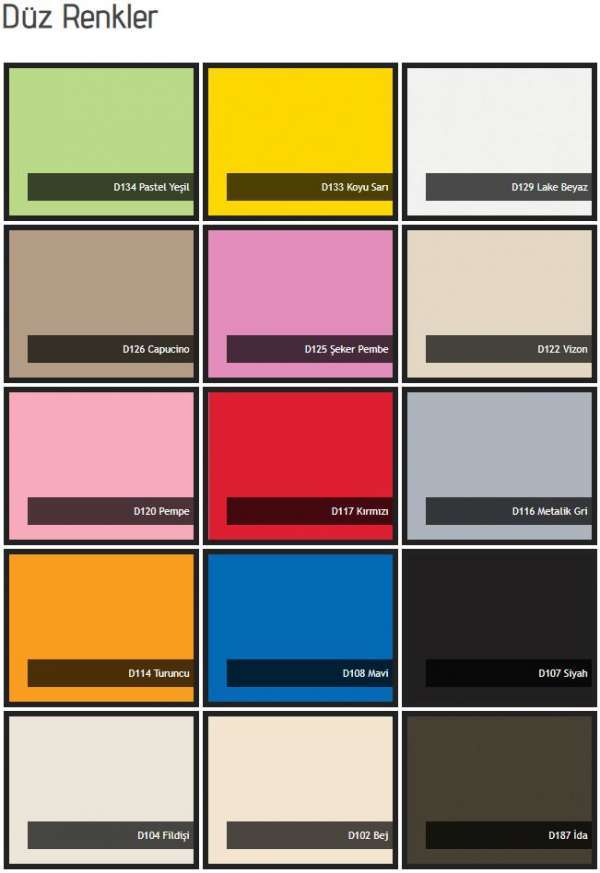 2020 Yılı Yeni Mobilya Renk Kartelası 2021