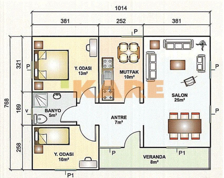 120 m2 ev planı