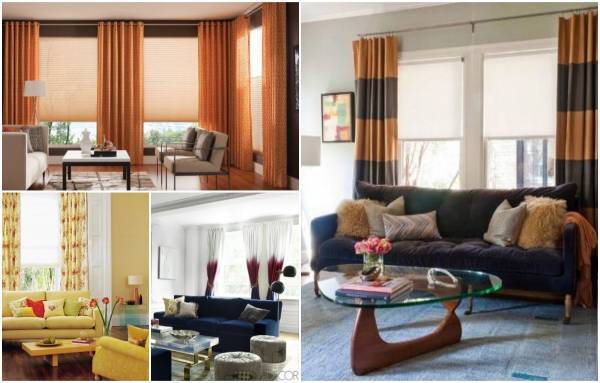 Modern Oturma Odası İçin Benzersiz Perde Mobilya Renk Uyum Örnekleri