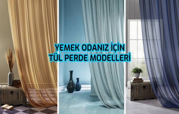 Yemek Odanıza Renk Katacak Tül Perde Modelleri
