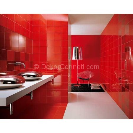 Kırmızı Siyah Banyo Fayansları