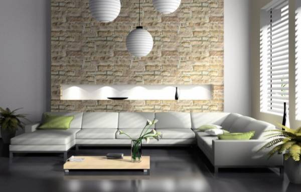Salon İçin Taş Duvar Dekorasyon Örnekleri